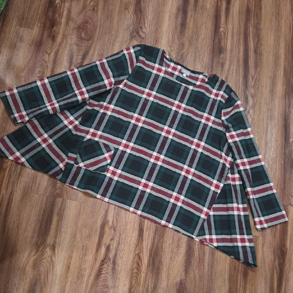 Niche Nilgun Derman Stylish Plaid Long Sleeve Blouse Size 1X